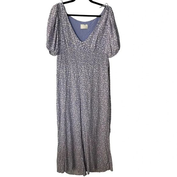 Auguste The Label Women’s Short Sleeve Lavender Floral V-Neck Jumpsuit Sz 10 GUC - Picture 1 of 12